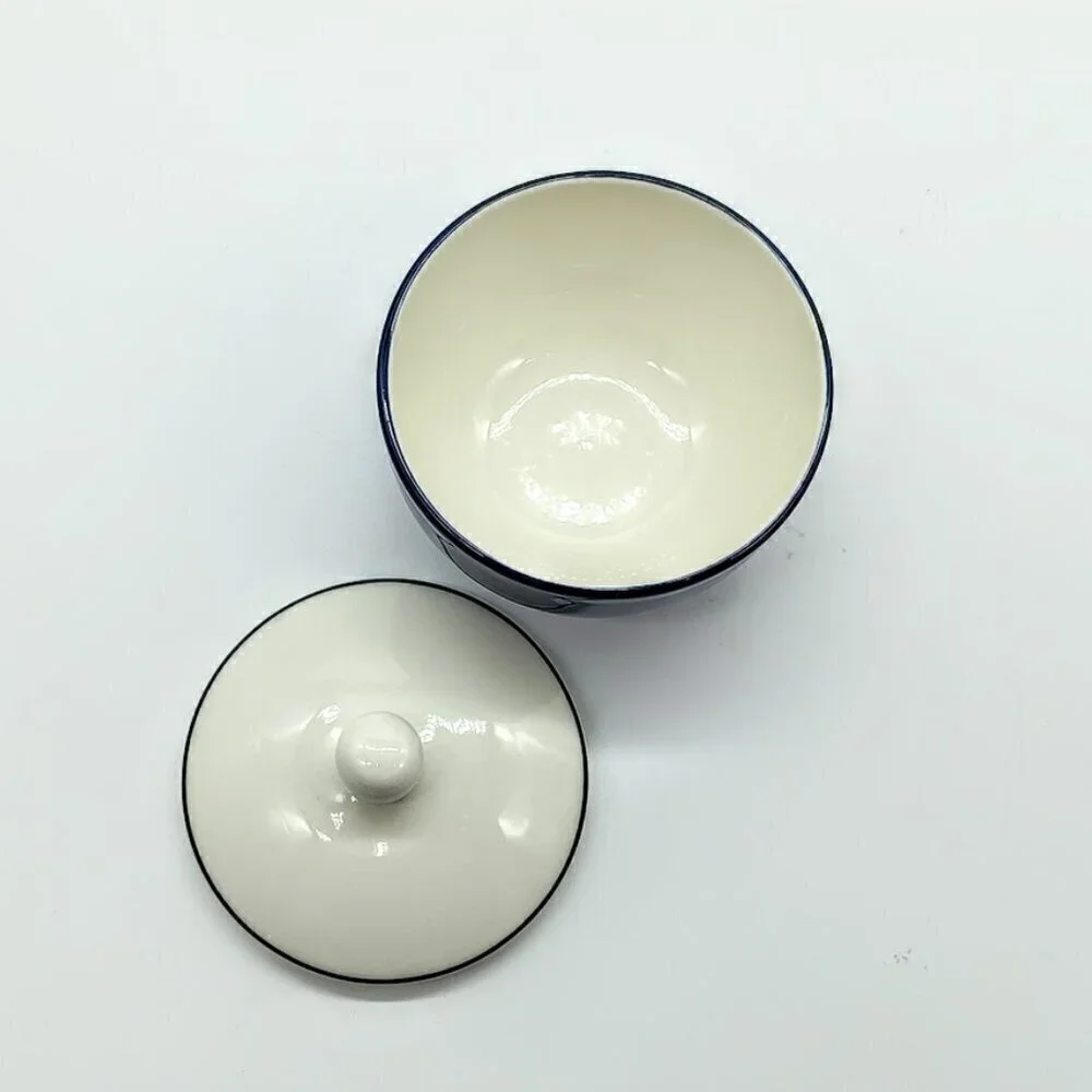 Vintage Pagnossin Treviso Italy Blue Ceramic Covered Sugar Bowl